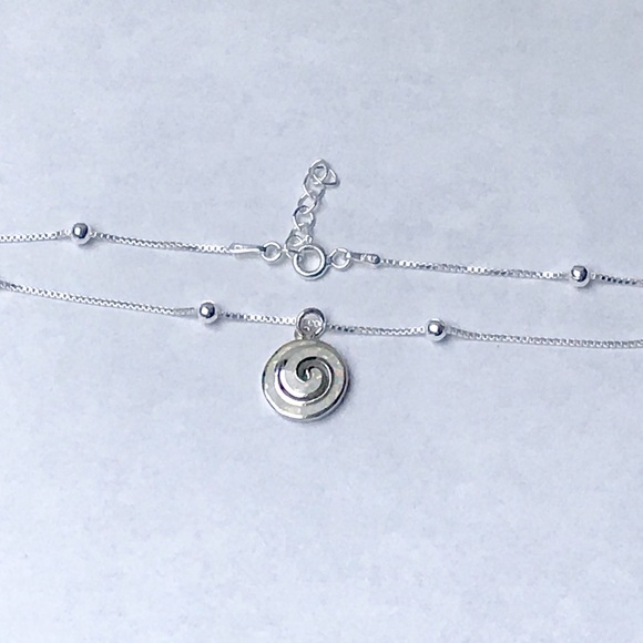 Sterling Silver Opal Swirl Anklet - Picture 4 of 8